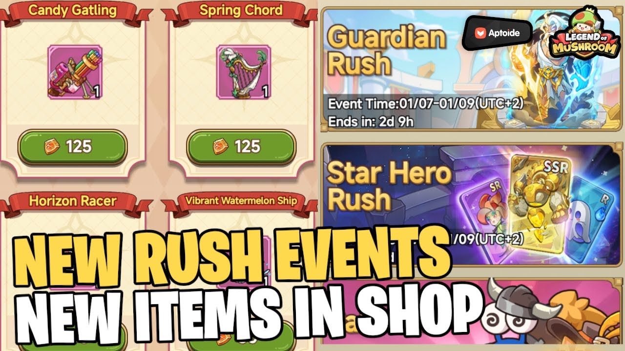 NEW RUSH EVENTS & ITEMS in Rush Shop in Legend of Mushroom