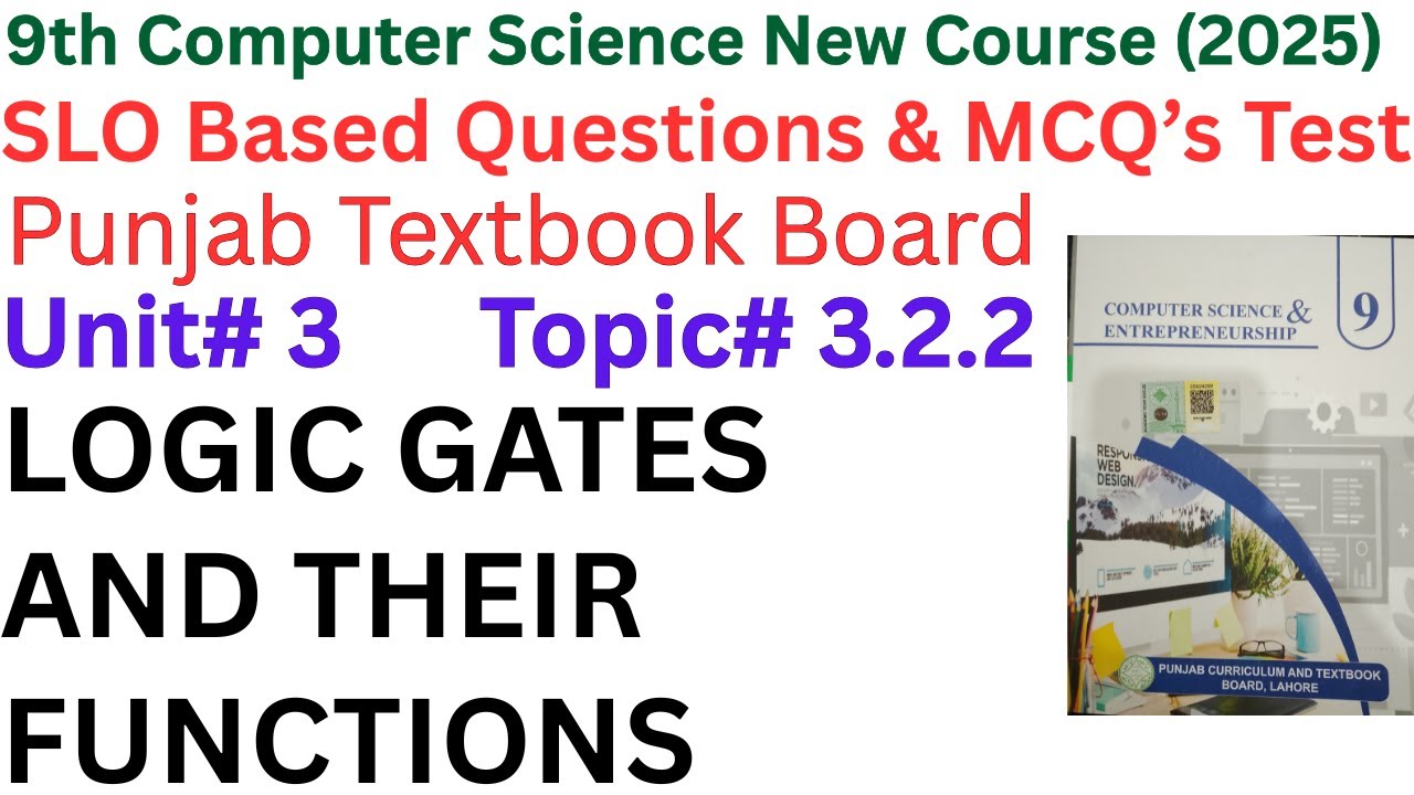 Chapter 3 &ndash; Topic 3.2.2 : LOGIC GATES AND THEIR FUNCTIONS | 9th Class Computer Science 2025