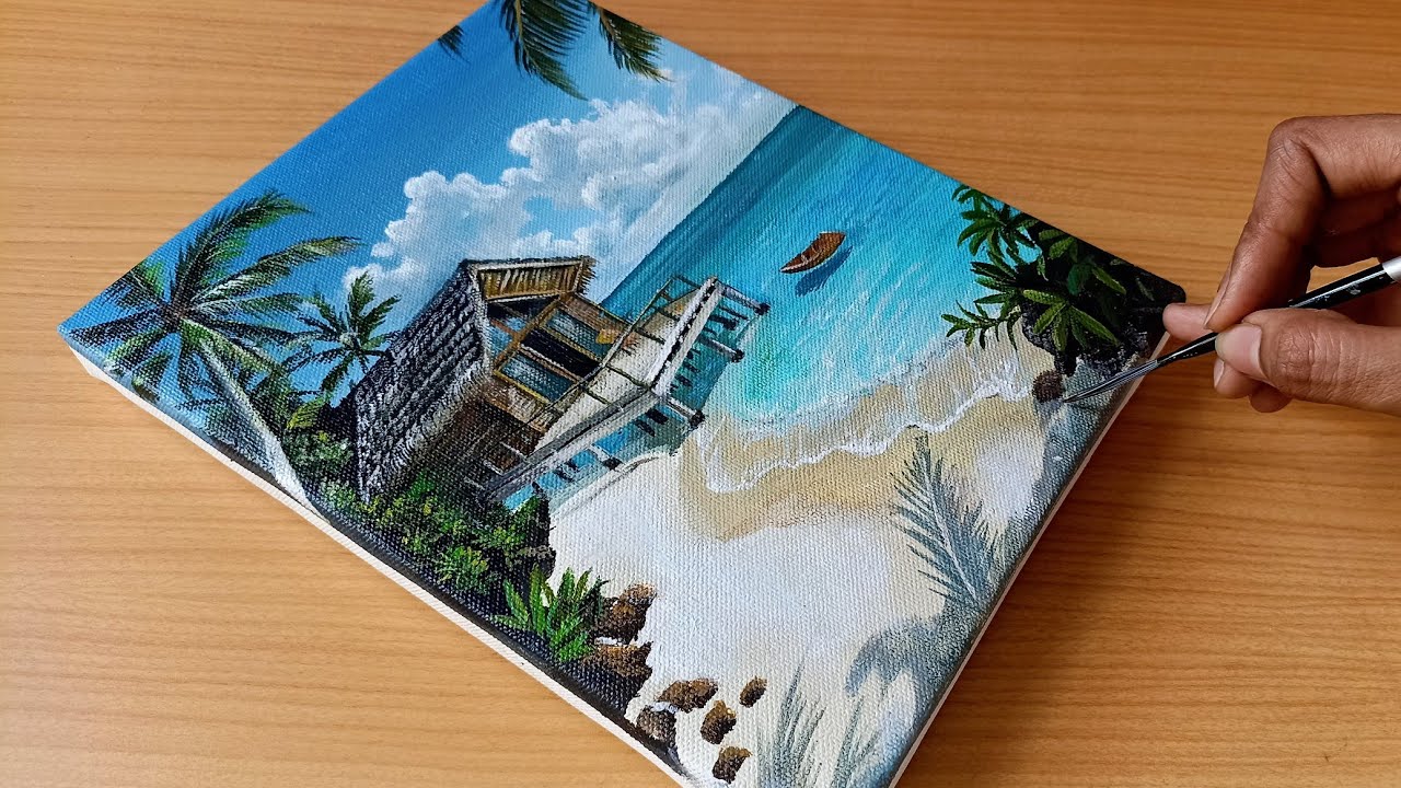 Easy Way to Paint a Relaxing Beach //Acrylic Landscape Painting Step by Step