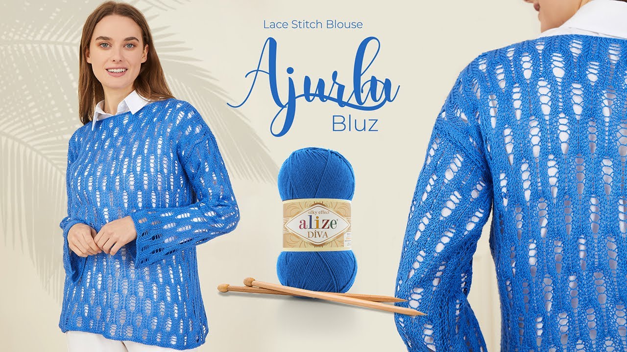 Alize Diva ile Ajurlu Bluz • Lace Stitch Blouse • Ажурная Блузка