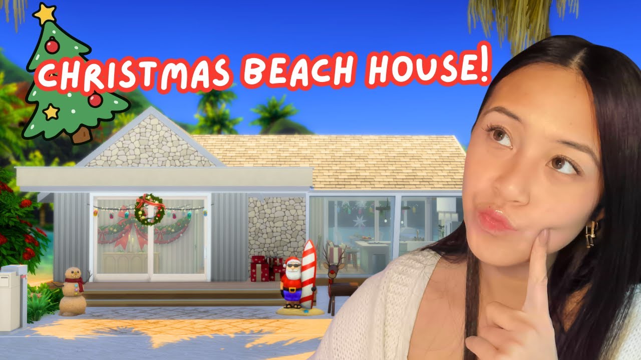 Я построил РОЖДЕСТВЕНСКИЙ ПЛЯЖНЫЙ ДОМИК в Sims! 🎁🎄🏖️
