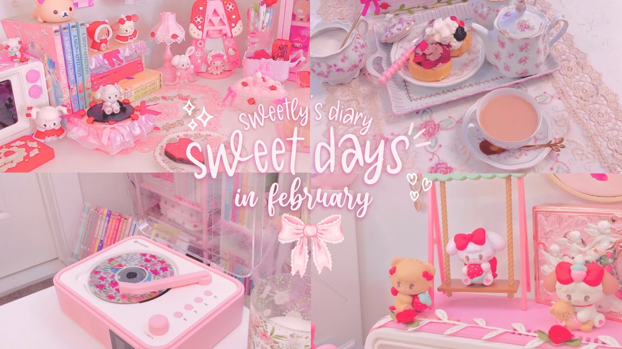 sweet days in february 🌷 ~ valentines vlog | unboxing shojo manga, tea time, cute desk vibes