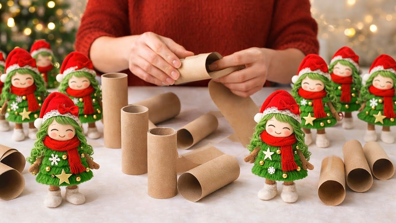 Superb Christmas Tree making idea with  Toilet paper Roll and yarn🎄/ Amazing Christmas Decor idea✨️