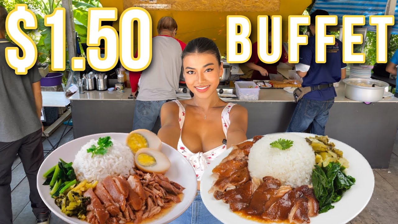 $1.50 Buffet ALL YOU CAN EAT - Stewed Pork Leg Delight in Hidden Bangkok Gem