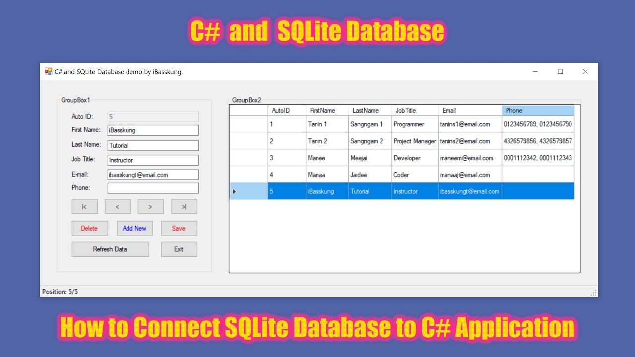 Programming in Visual C# - How to Connect C# .NET with SQLite Database