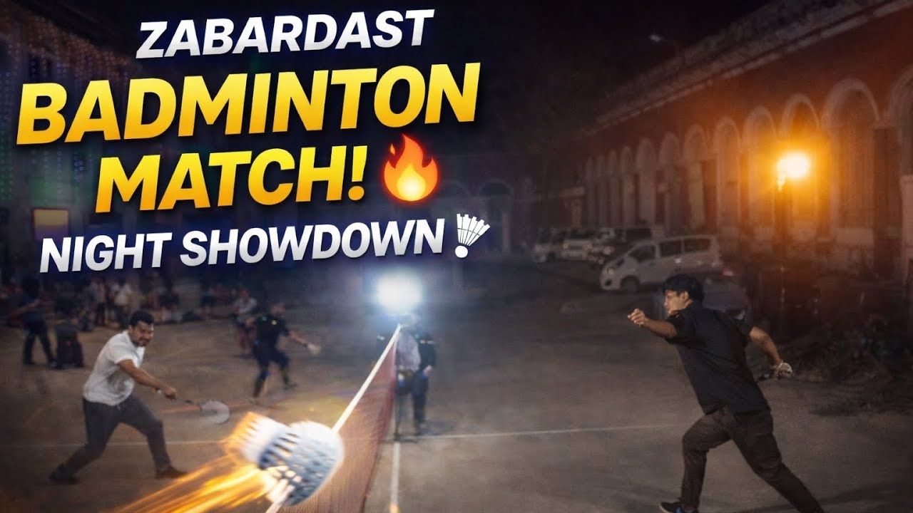 ZABARDAST Badminton Match🔥| Night Showdown Under Lights🏸|Full Action & Power Smashes! #video #shorts