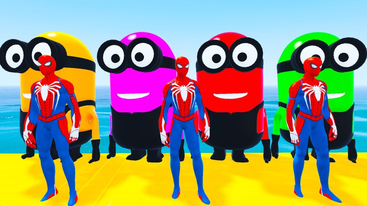 GTA 5 Epic Ragdolls RED SPIDERMAN VS RED MINION VS GREEN MINIONEuphoria Physics & Funny Fails EP 02