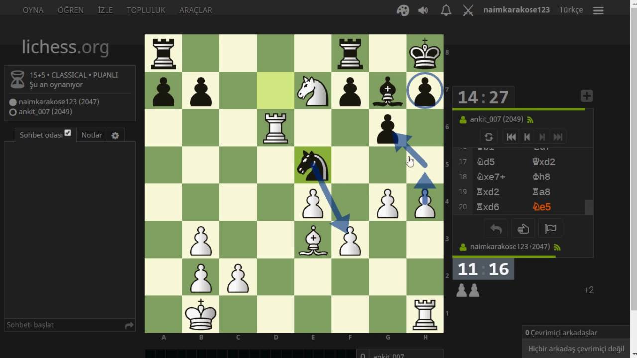Standart oyun 4 naimkarakose123 vs. ankit_007 Sicilya Dragon Rakibin Plansız Oyunu