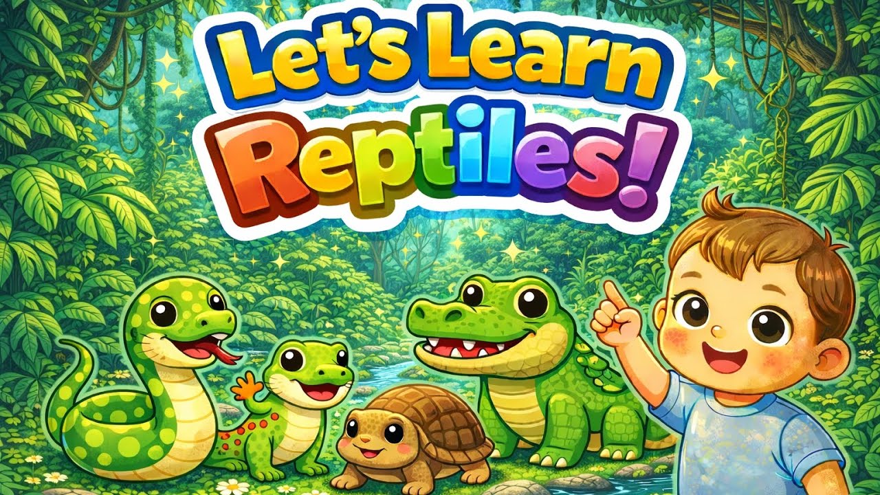 Let’s Learn Reptiles 🐊🦎| Reptile Names for Kids | Learn Snake, Lizard, Crocodile & More