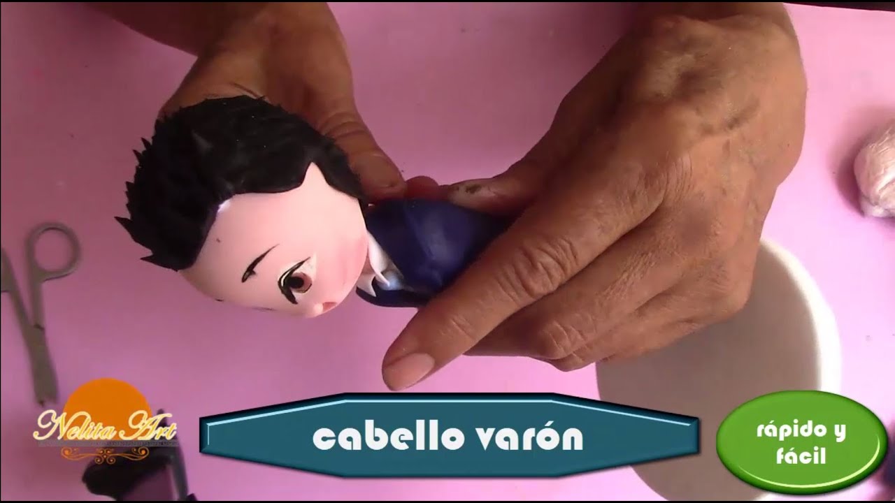Haz el cabello de tu muñeco en porcelana fría | Male doll hair in cold porcelain (DIY)