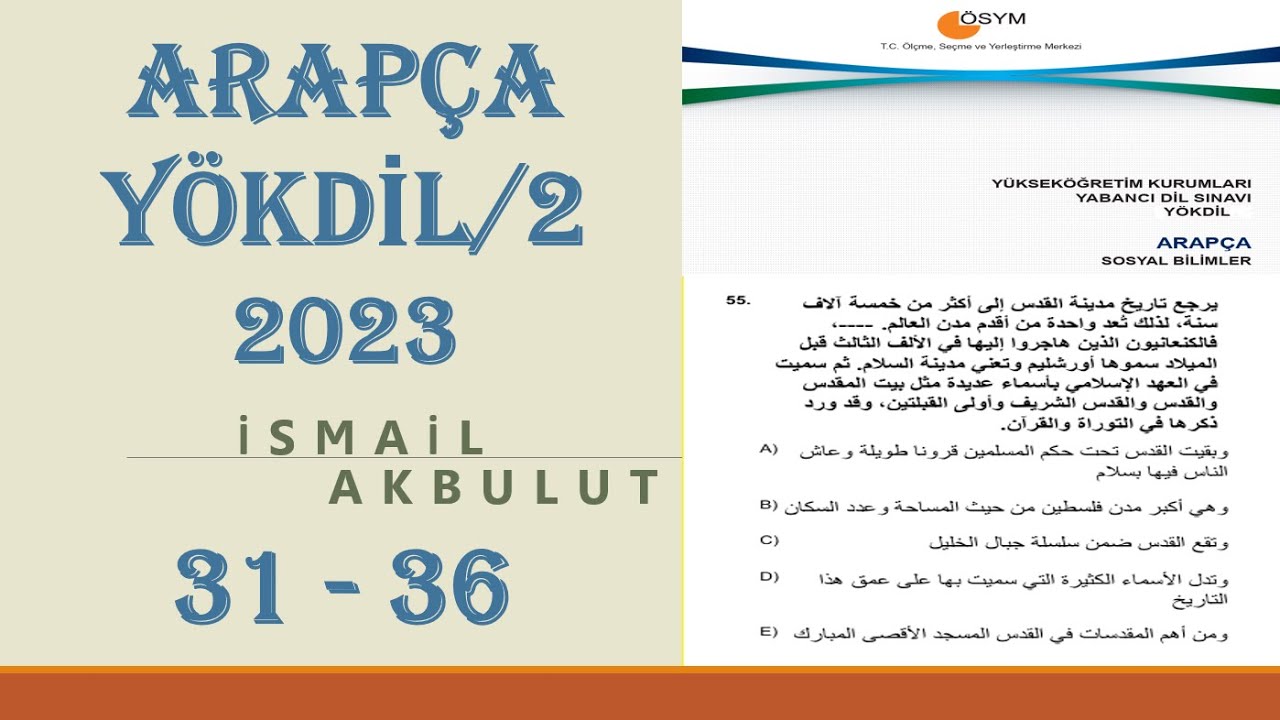 YÖKDİL/2  2023  ARAPÇA  31 - 36