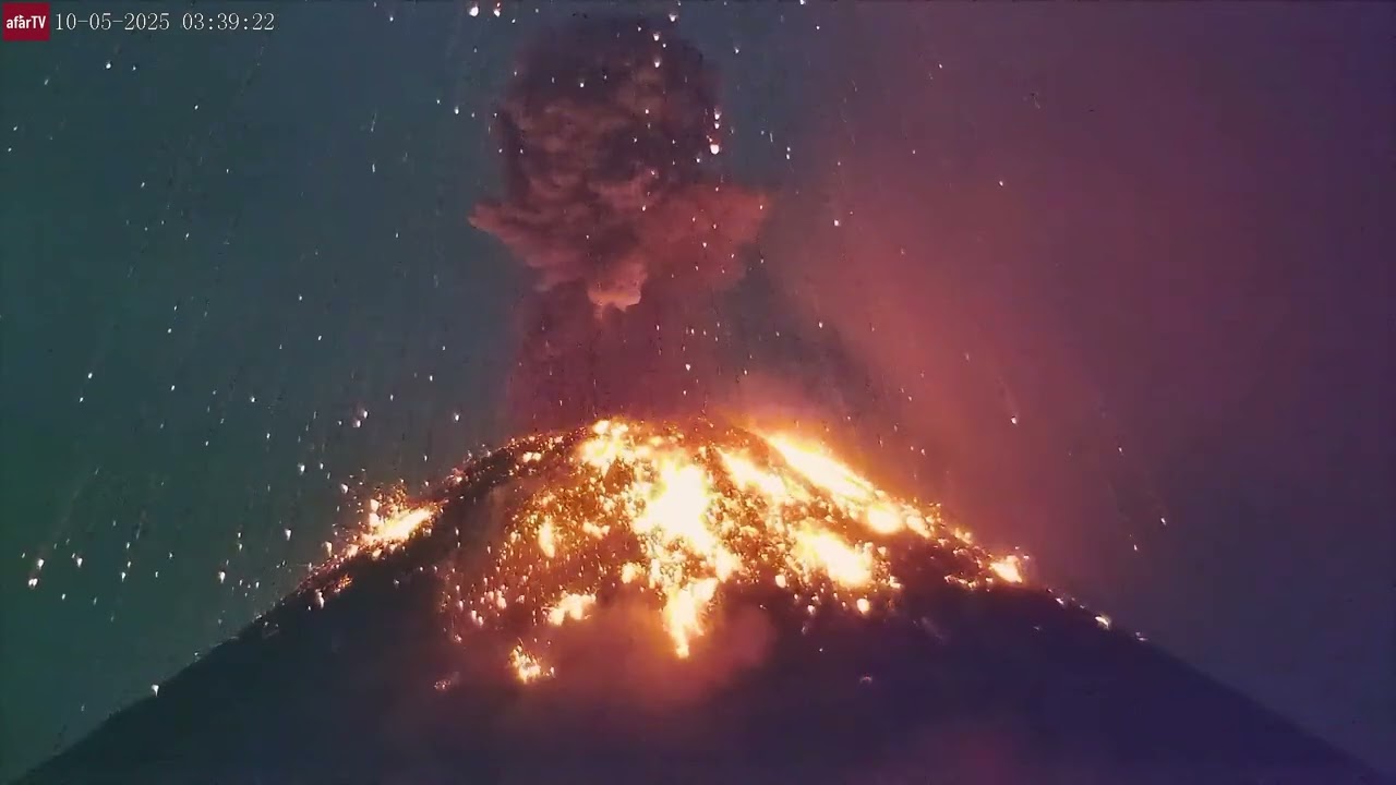 Large Eruptions of Fuego Volcano, Guatemala (Oct 5, 2025)