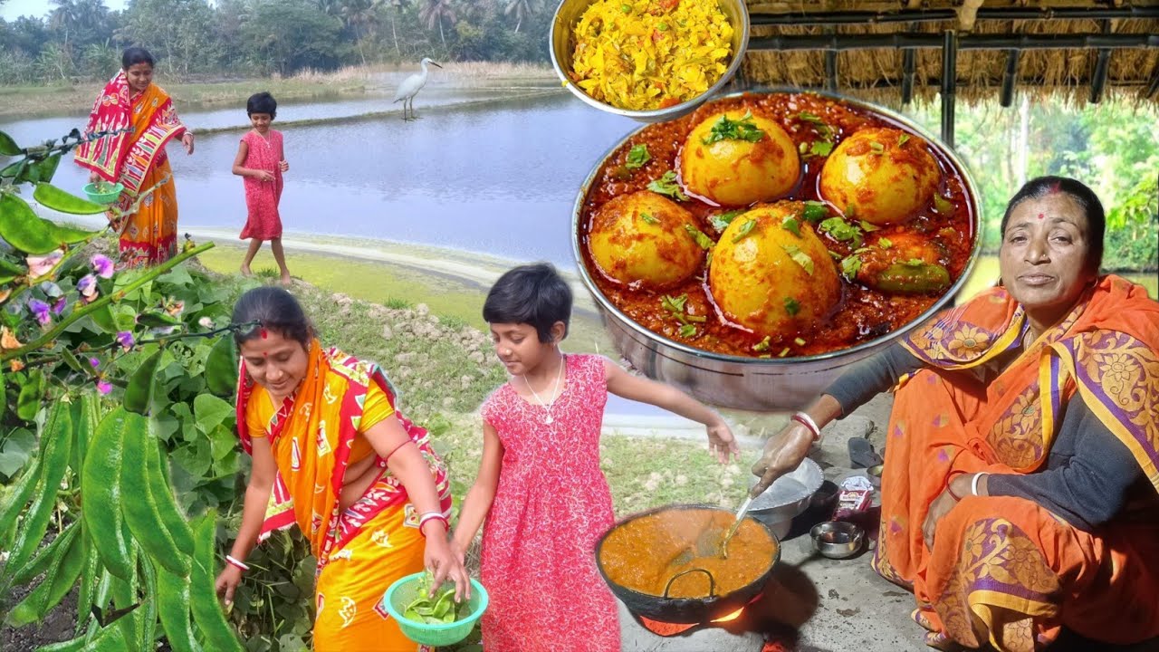 Daily Routine। Harvesting And Cooking A Cozy Village Winter Lunch। Egg Curry Recipe Bengali Style