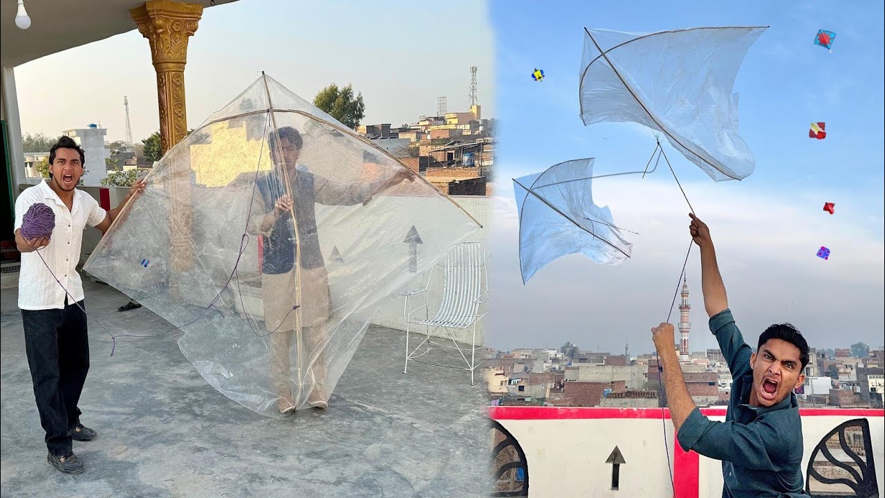 10 Feet Plasticbag Kite Flying With Plasticbag Catch Abubaker Roof