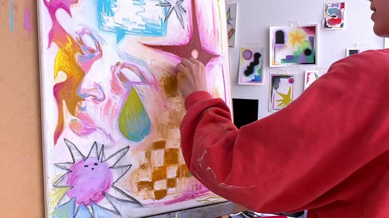 Overcoming fear of working bigger 🖼️ Art chat and painting process 🖌️