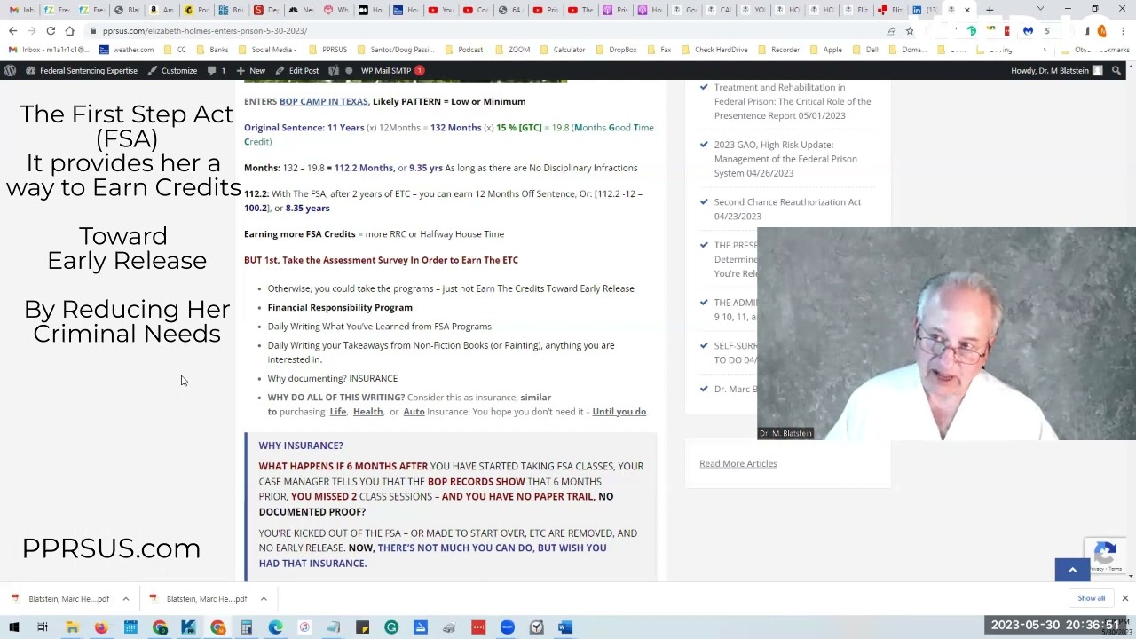 Elizabeth Holmes - Earning Time Credits Toward reducing Her Sentence - The First Step Act