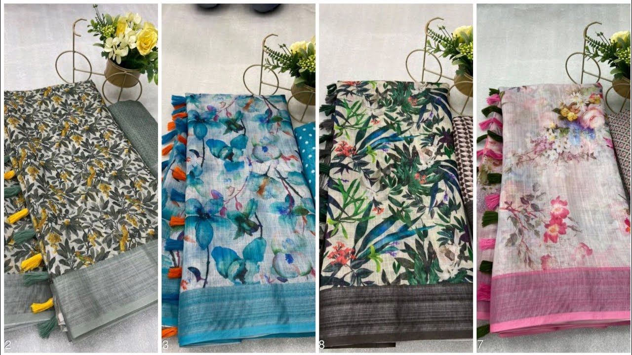 Beautiful Linen  Sarees With Price Anand Fashions || Latest Linen Cotton Saree Designs 2021