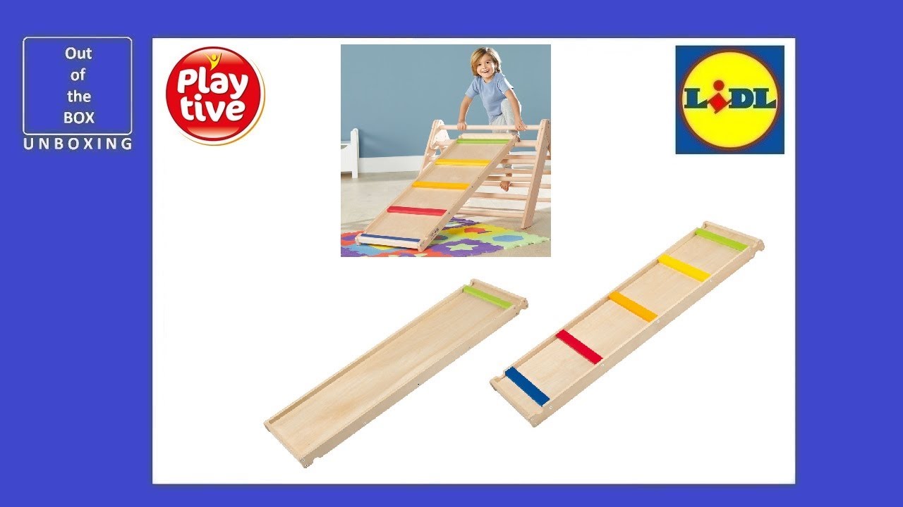 Playtive 2-in-1 gymnastic ladder & slide  ladder Material: solid birch plywood Age: 2+ UNBOXING Lidl