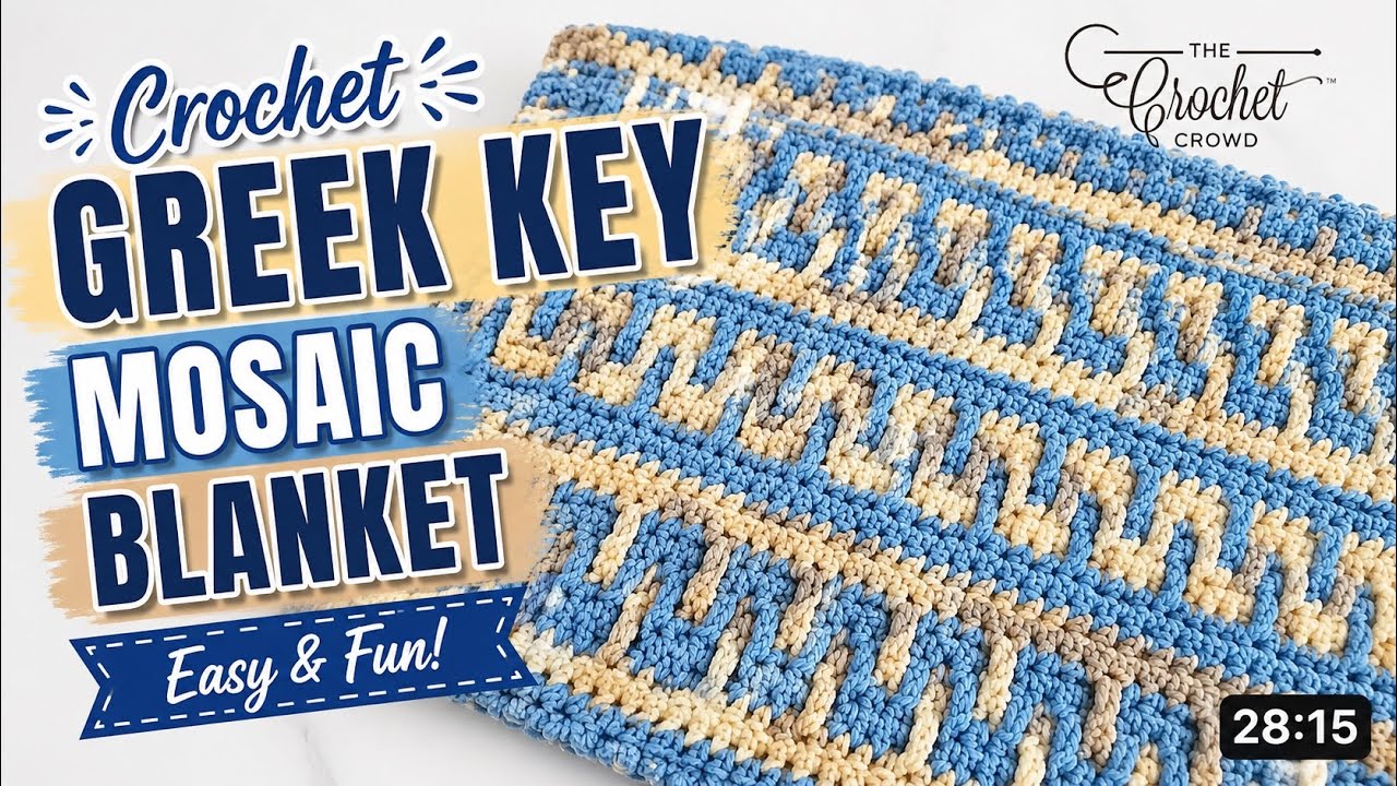 Crochet Greek Key Mosaic Blanket