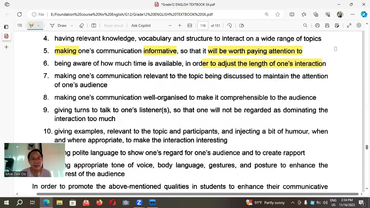 Communication skills development discussion.