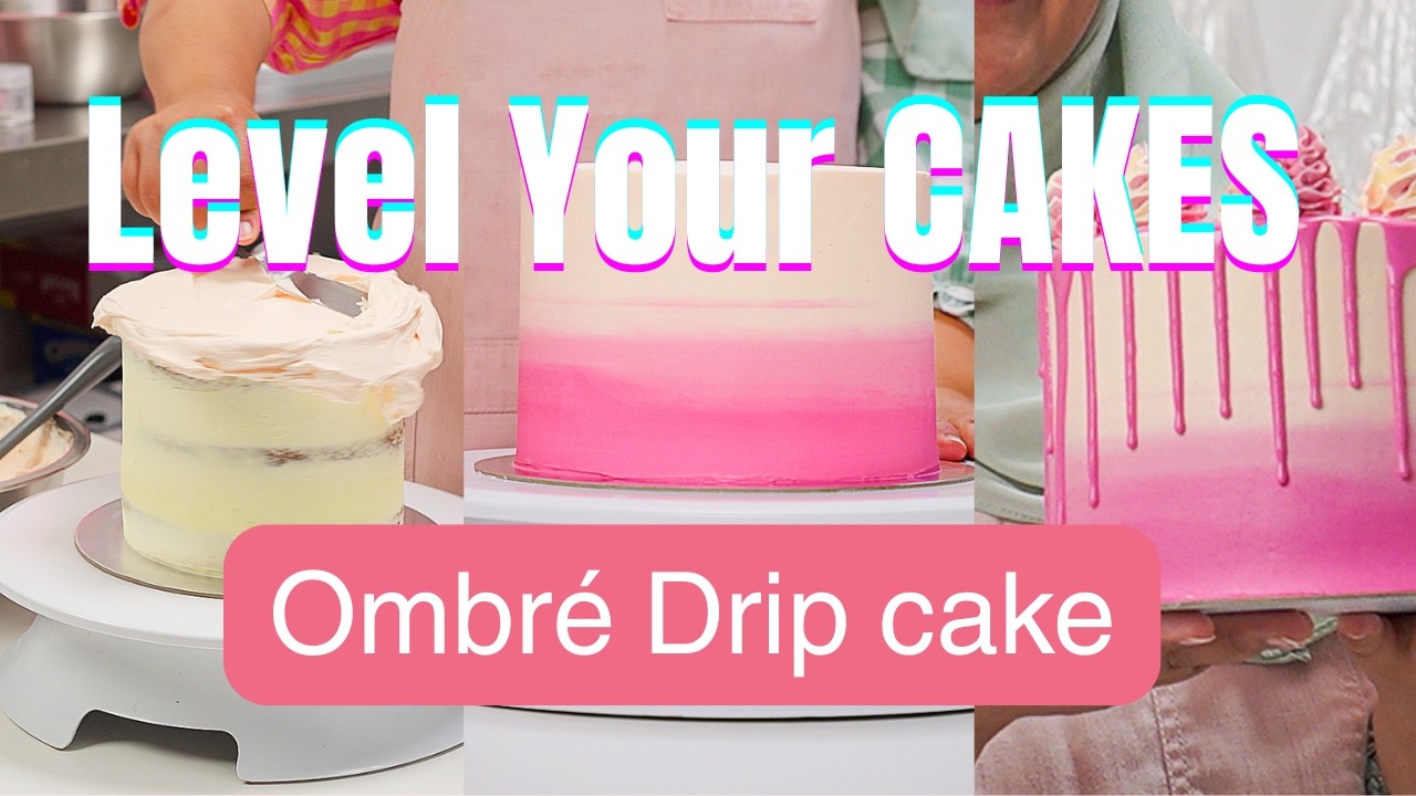 Ombré Drip Cake Tutorial 🌈 | Smooth Gradient & Perfect Hot pink Chocolate Drip!