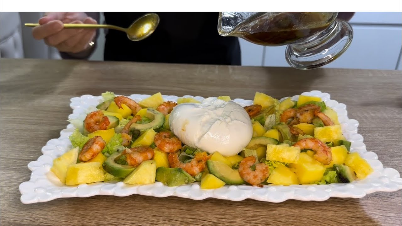 Salade burrata avec une vinegret salée et sucrée✅سلطة بجبن البوراتا