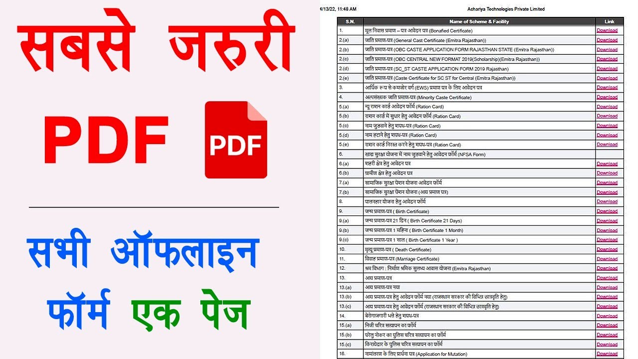 Rajasthan all important offline form download | सभी ऑफलाइन फॉर्म 1 पीडीएफ से डाउनलोड करें