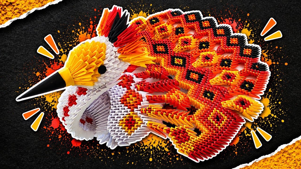 3D origami LARGE PEACOCK | How to make a modular peacock