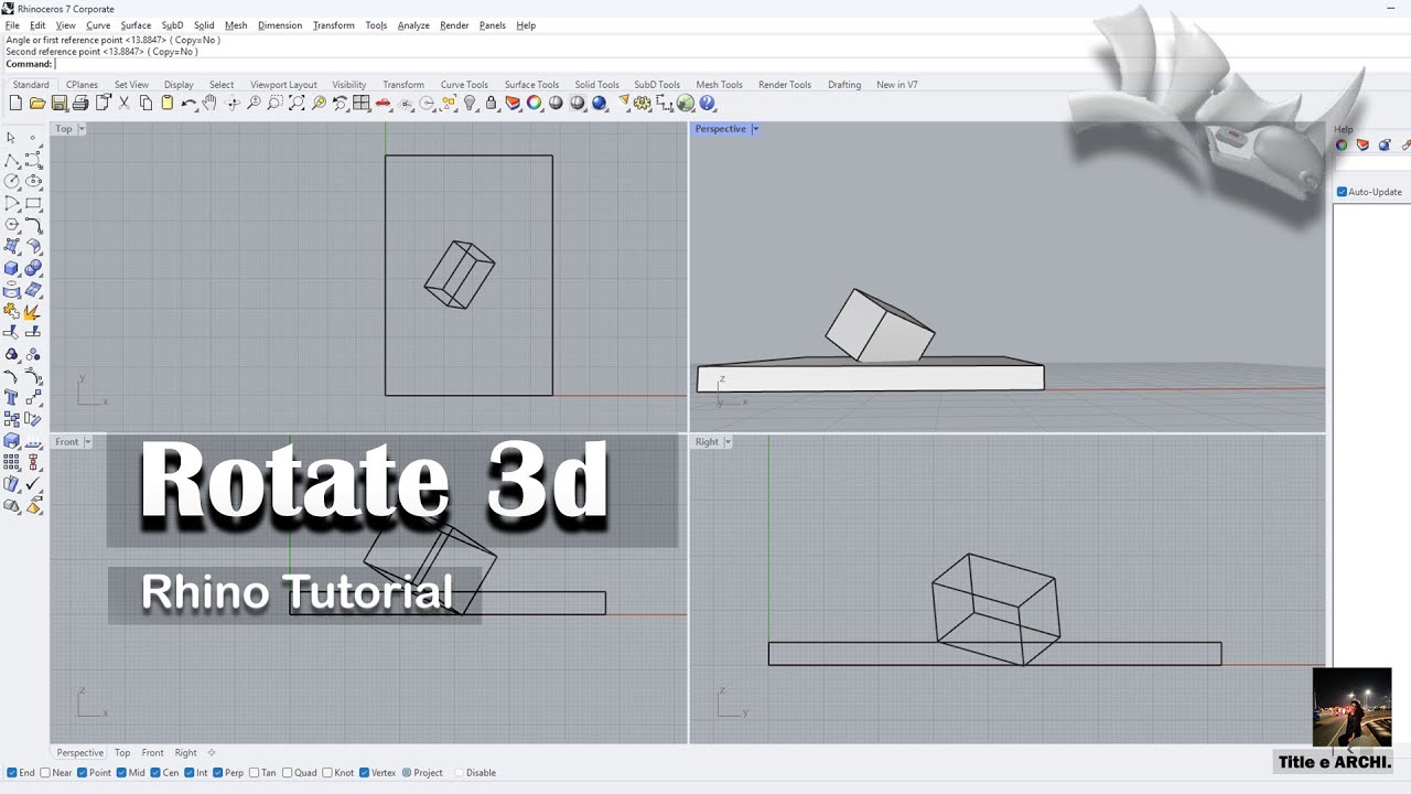 Learn a New Rhino Command!.Software Rhino Tutorial on the Rotate3D Command by @TitleeMehzabeen
