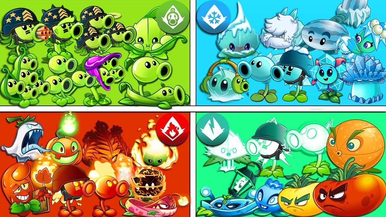 5 Team PEA x FIRE x ICE x ELECTRIC x POISON Battlez - Who Will Win? - Pvz 2 Team Plant vs Team Plant