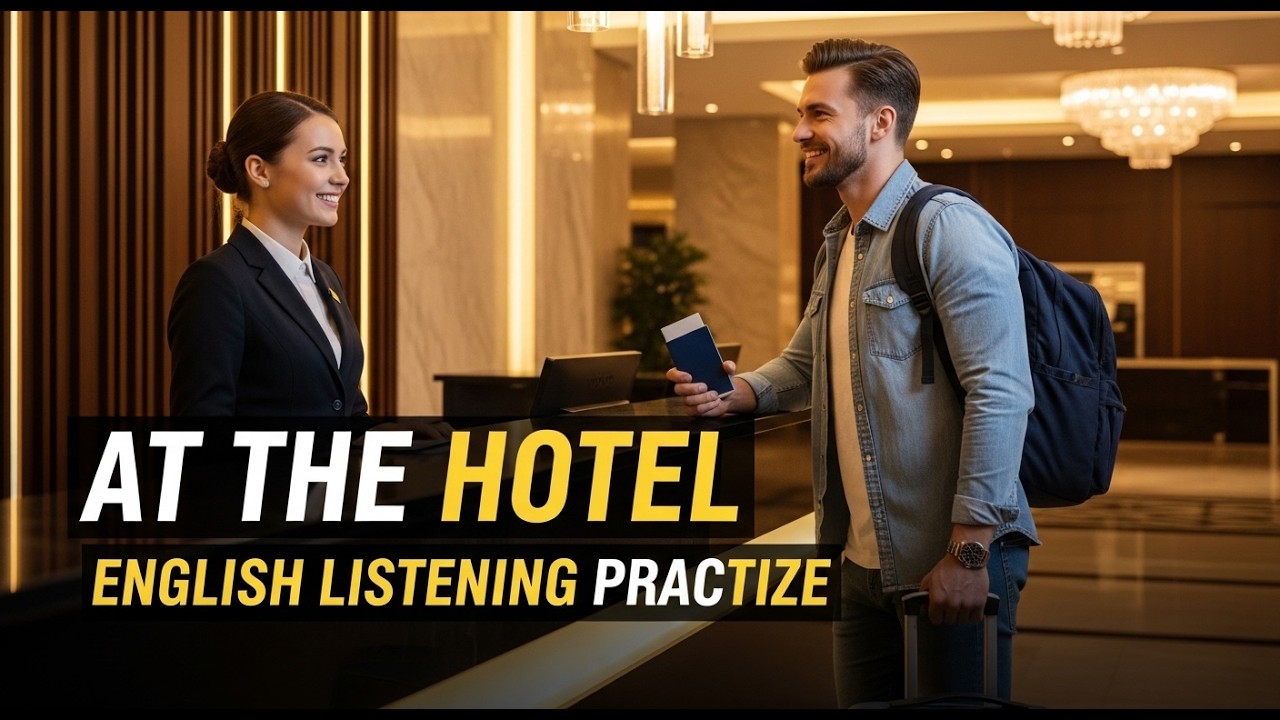 At the Hotel—English Listening Practice | Real-Life Conversation (ESL Beginner to Intermediate)