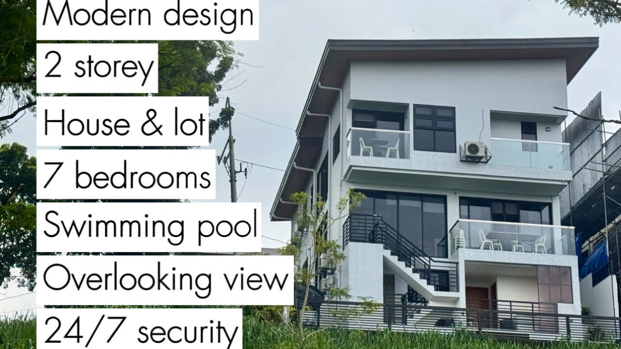 V884-25 • Modern Design House and Lot with 7 Bedrooms, Swimming Pool & Overlooking View