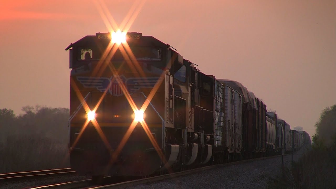 UP 8435 East at Sunset on 4-3-2012