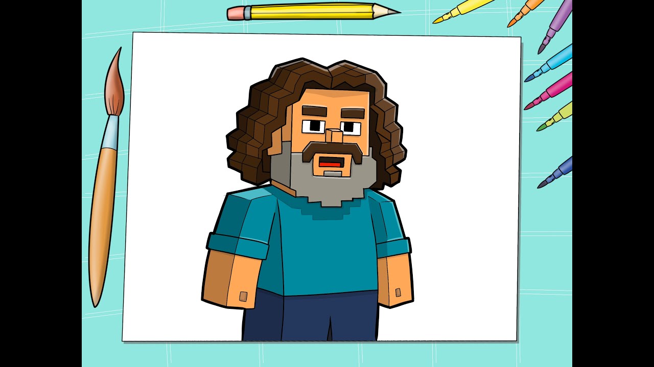 How to draw Jack Black as Steve from Minecraft!  #preschool #drawingforkids #minecraft #jackblack