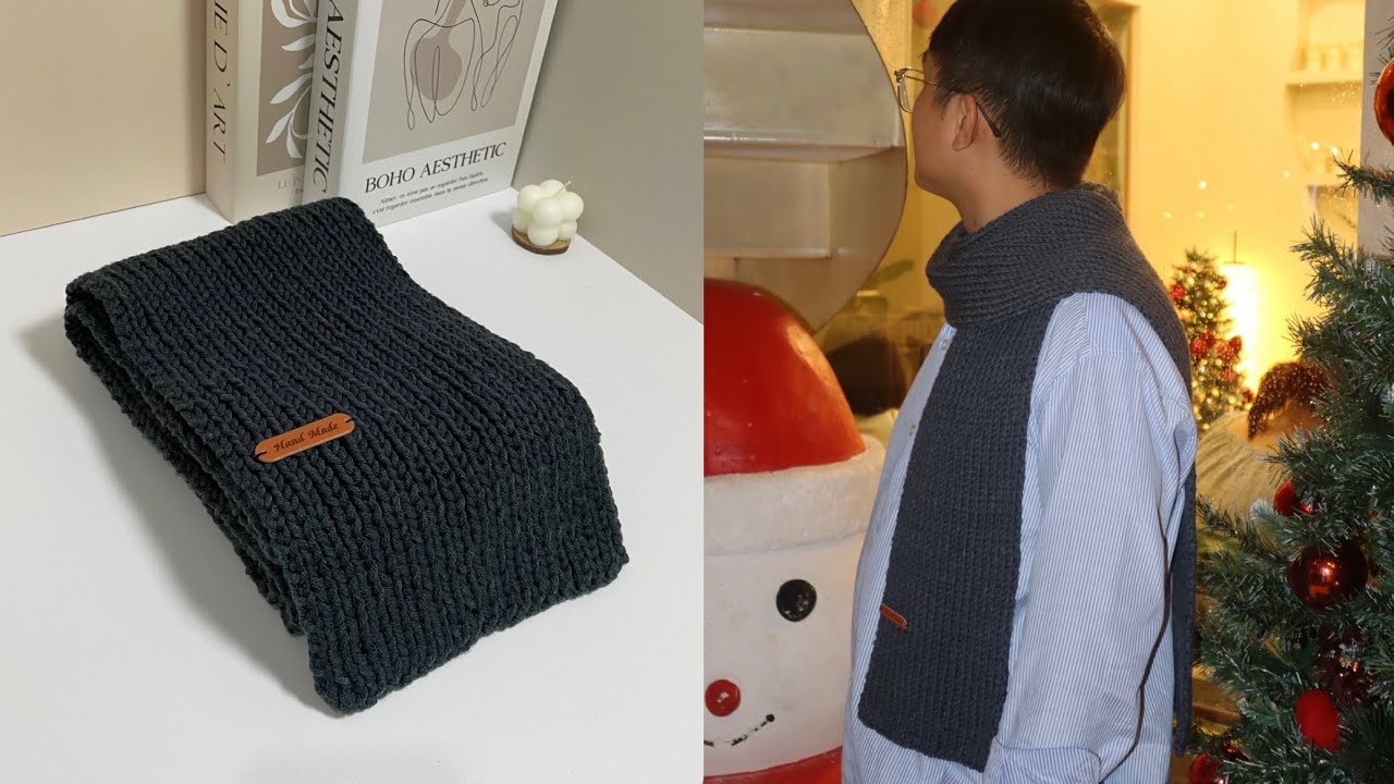 How to knit a Scarf for Beginners / Cách đan khăn quàng cổ họa tiết xương cá cho người mới bắt đầu