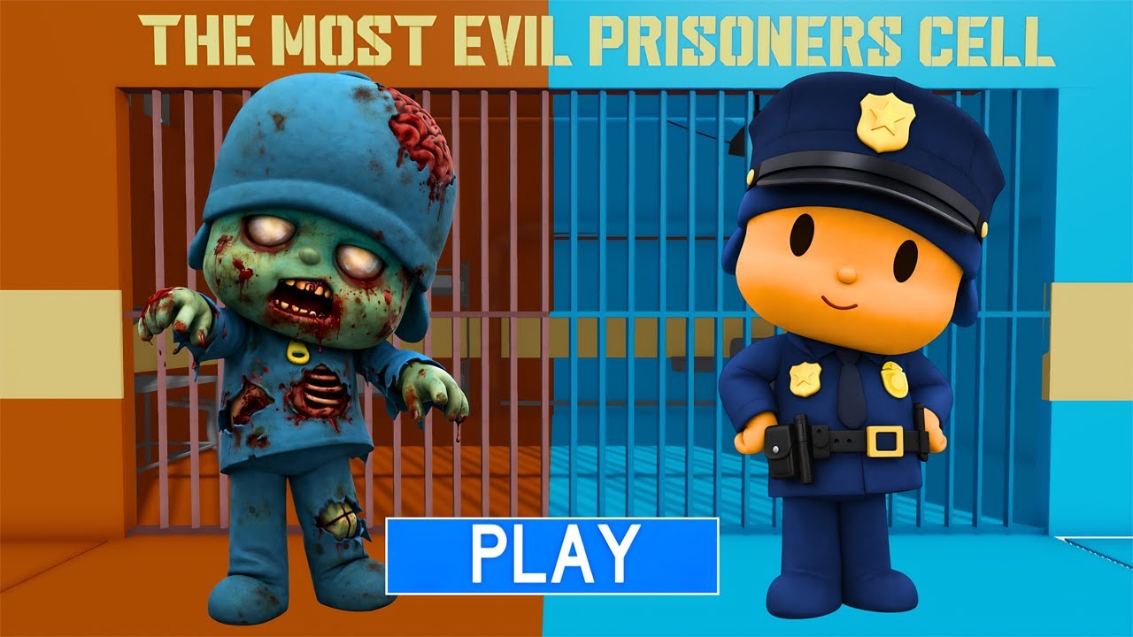ZOMBIE POCOYO VS POLICE POCOYO in BARRY'S PRISON RUN! New Scary Obby GAMEPLAY
