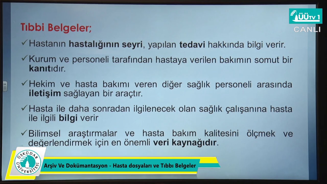 Sağlık Meslek Yüksekokulu Uzaktan Eğitim Dersleri - Hasta Dosyaları ve Tıbbi Belgeler