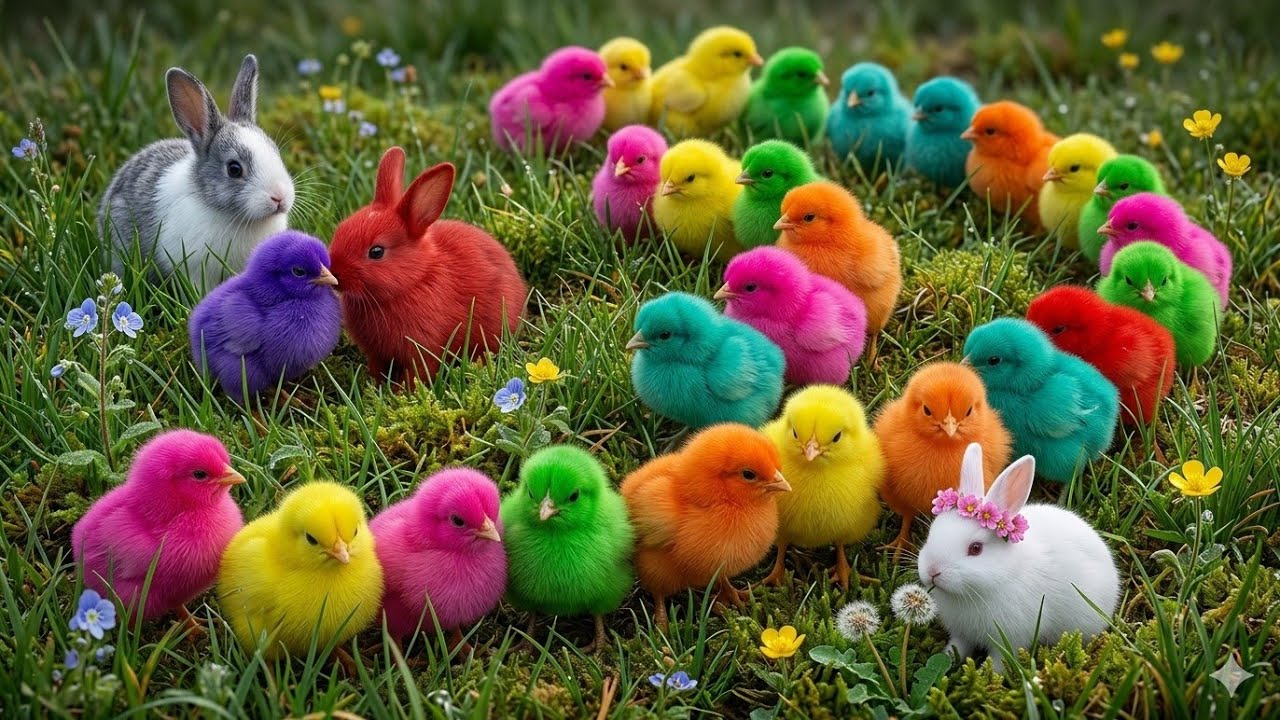 Ayam Lucu, ayam warna warni, ayam rainbow, kelinci lucu, bebek lucu, ikan koi, Hewan Lucu