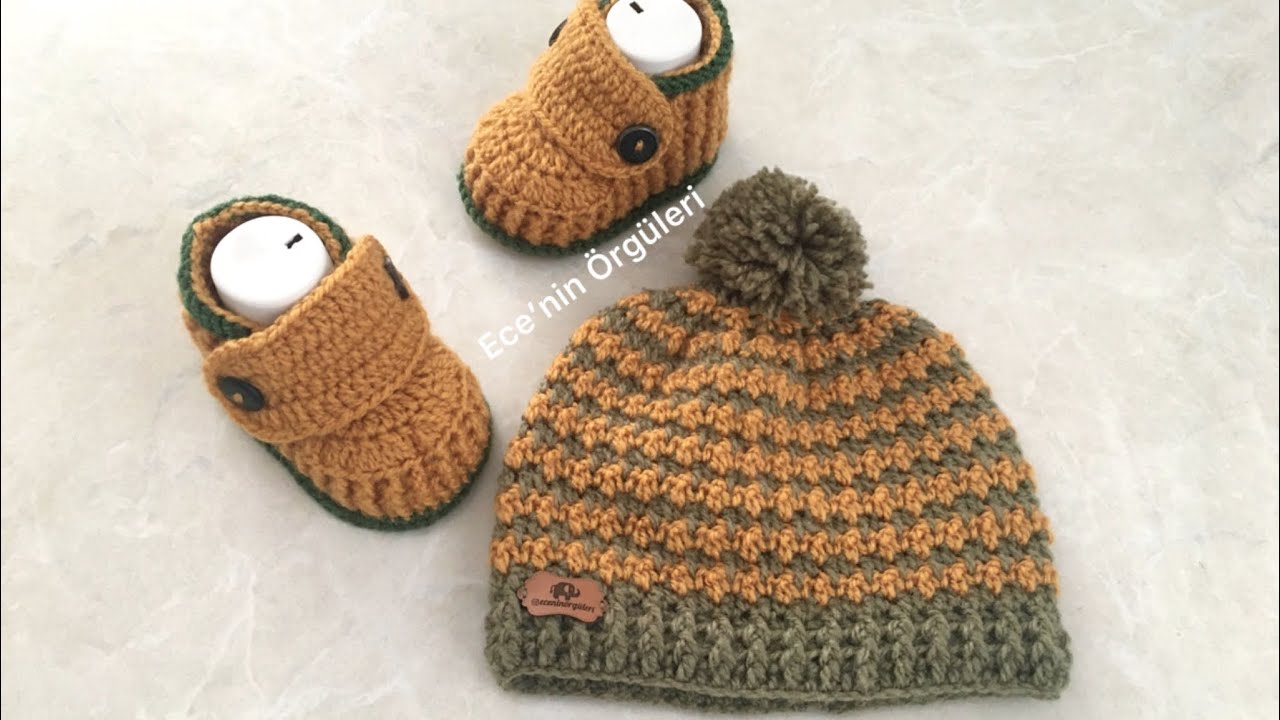 Crochet Two-Tone Baby Hat/Tığ İşi İki Renkli Bebek Şapkası/0-3 ay/ Bere/baby cap #diy