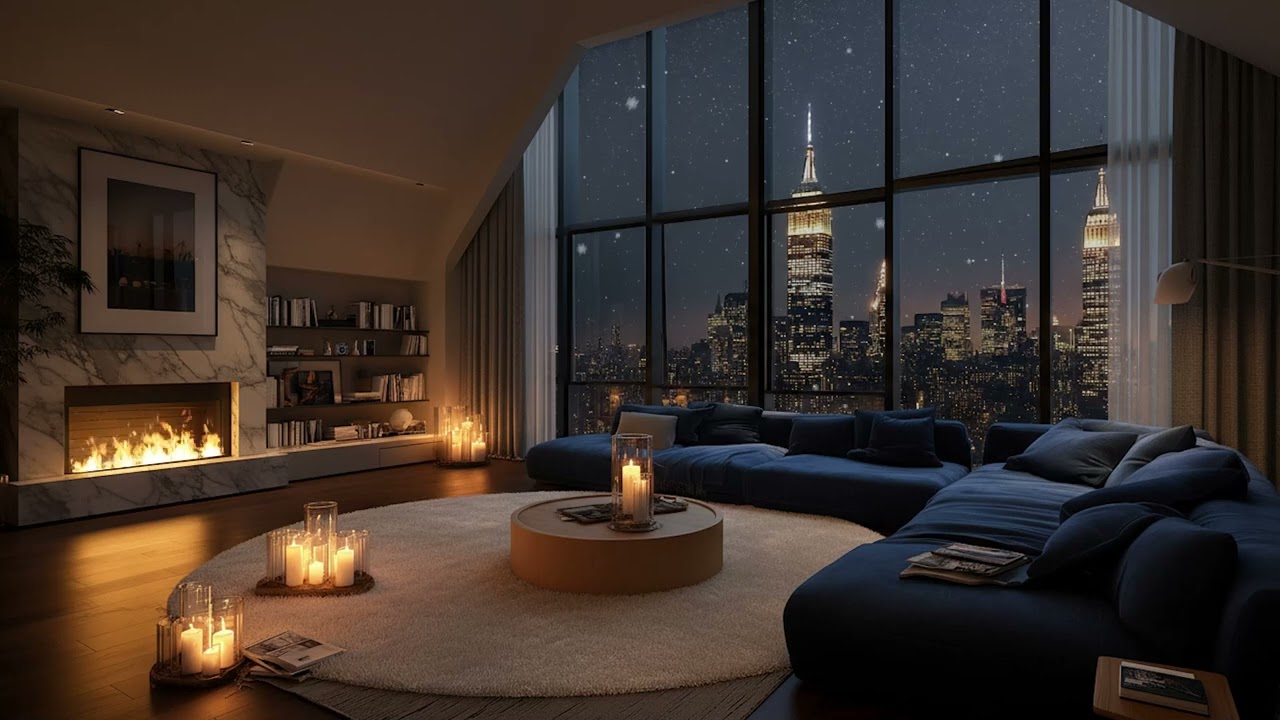 Cozy Winter Lounge ❄️ Soft Piano Jazz & Fireplace for Study & Focus