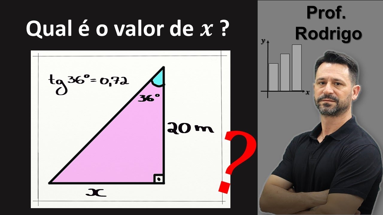 Como determinar o valor de x utilizando a tangente de 36&deg;? Trigonometria no tri&acirc;ngulo ret&acirc;ngulo.