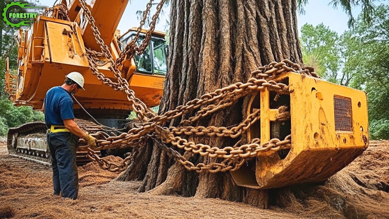 Extreme Dangerous Fastest Big Chainsaw Cutting Tree Machines | Monster Stump Removal Excavator 