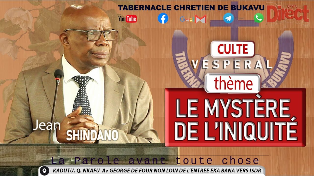2026 02 24 Mardi, Frère Jean SHINDANO KASHAMUKA, Sujet Le mystère de l'iniquité