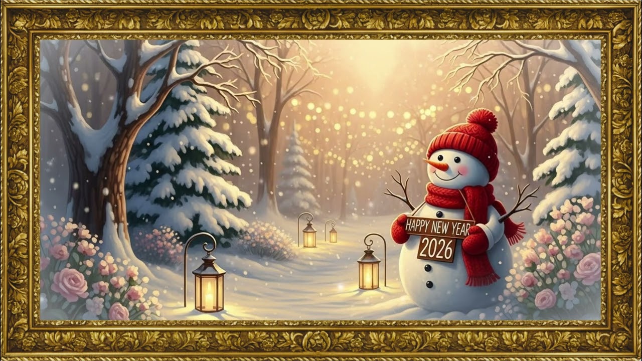 Cozy New Year 2026 ❄️ Snowman Winter Art  Frame TV 4K Display