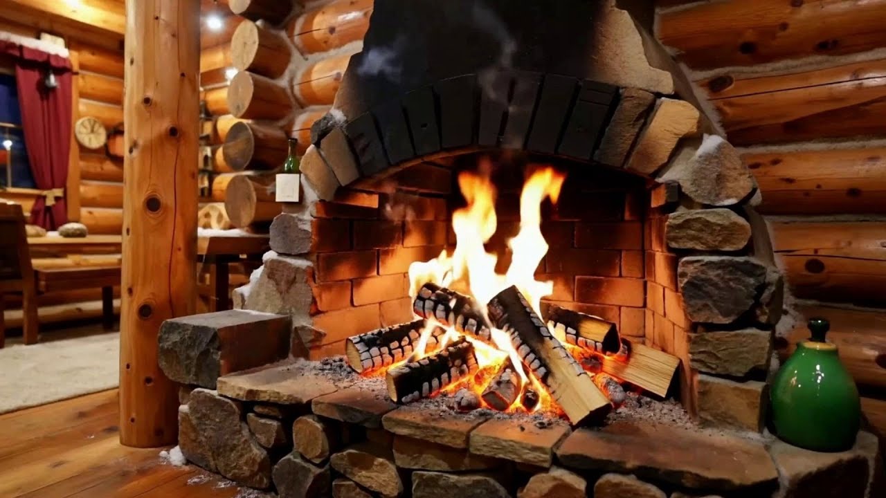 Crackling Fireplace at Night | Calm Fire Sounds