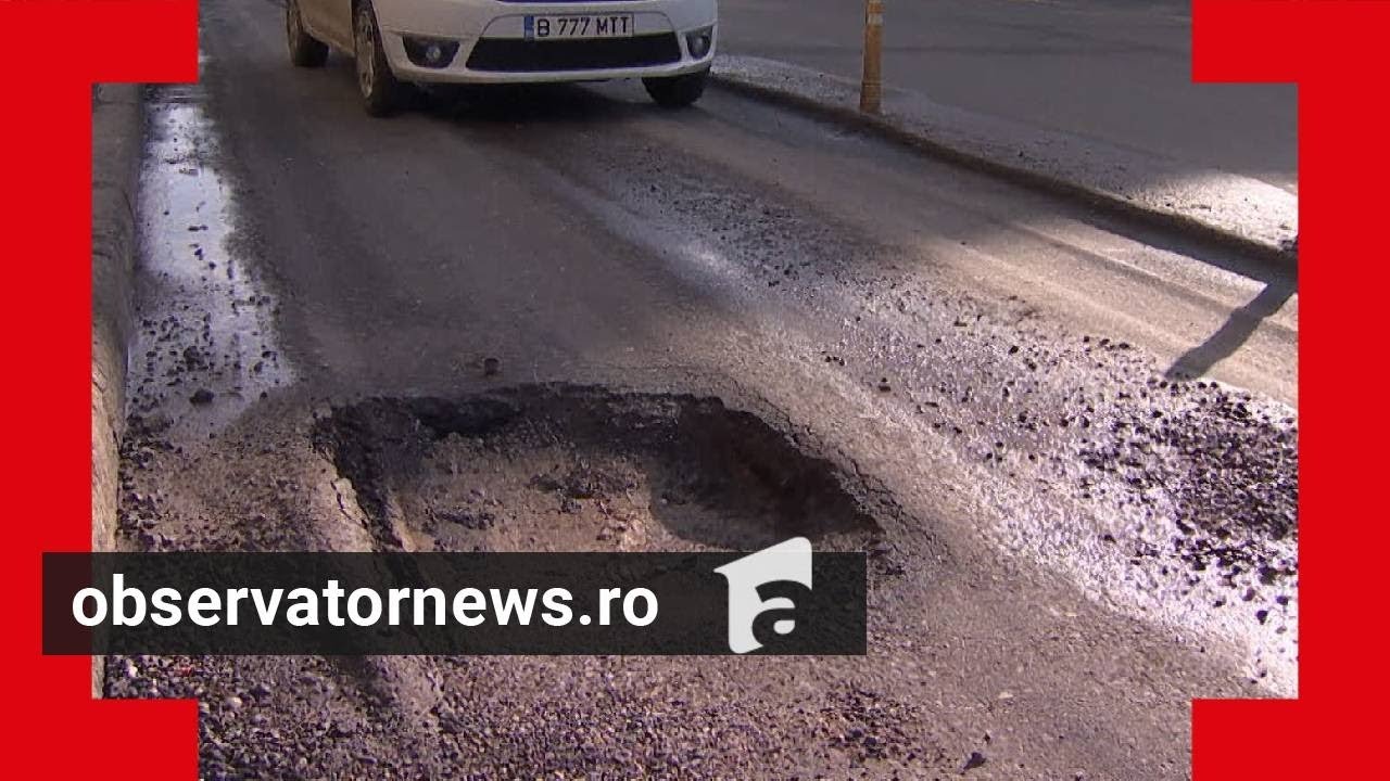 Gropi uriaşe pe străzile din Bucureşti, după ger şi zăpezi. Şoferii suferă pagube de mii de lei