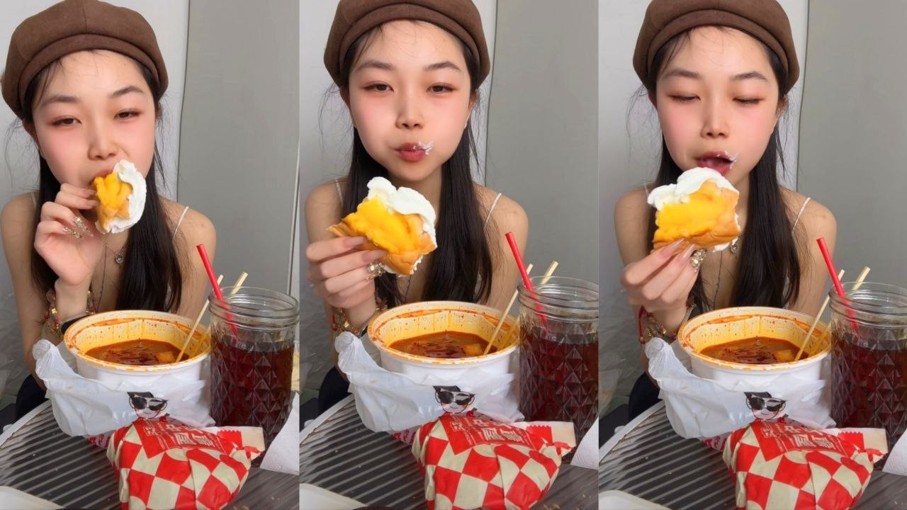 MUKBANG SPICY MALATANG & MANGO CREAM CAKE ASMR