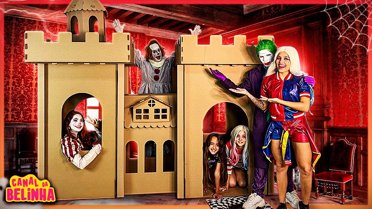 CONSTRUIMOS UMA MANSÃO DE PAPELÃO COM A ARLEQUINA, A FILHA DELA JORKINA E O CORINGA