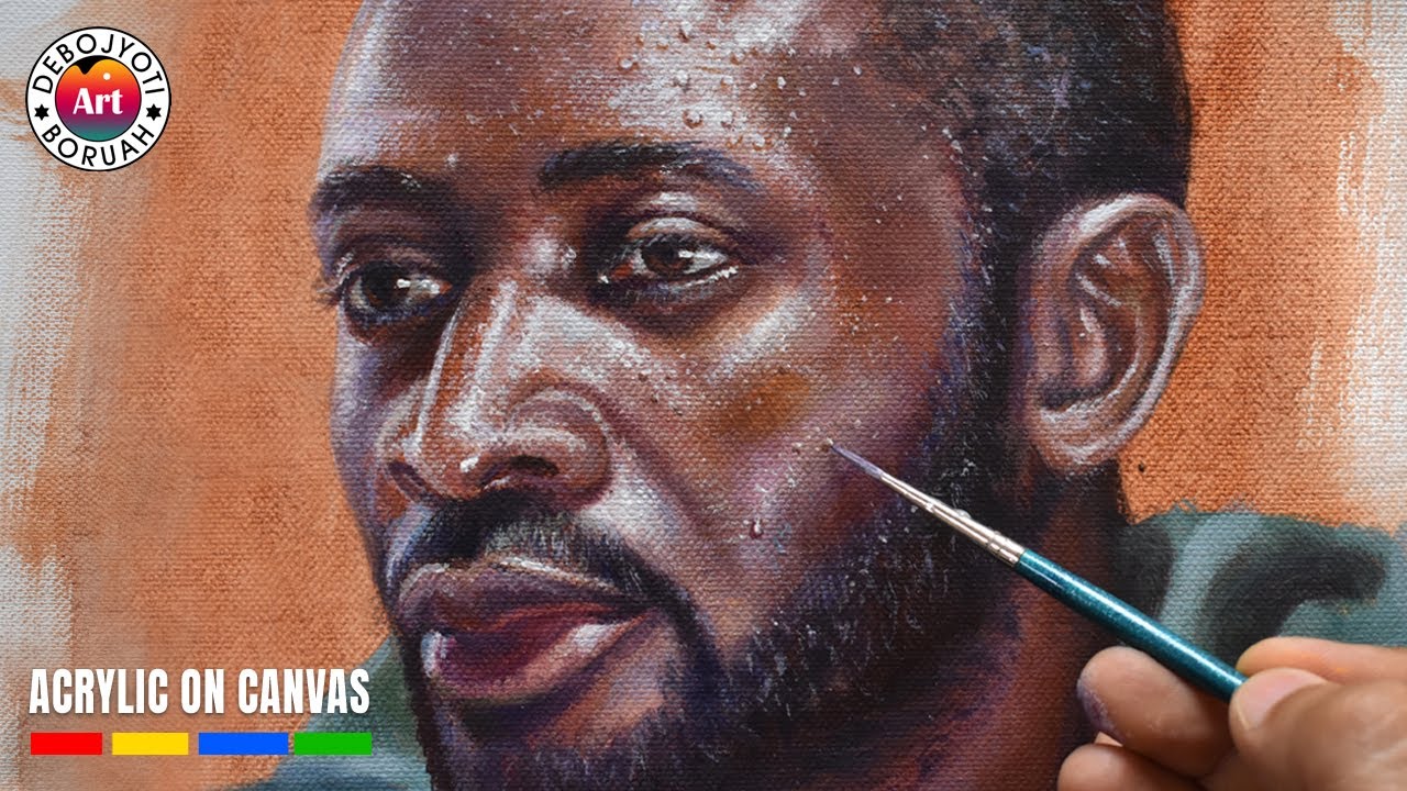 Mixing and Blending Dark Skin Tone with Acrylic | Portrait Painting Acrylic by Debojyoti Boruah