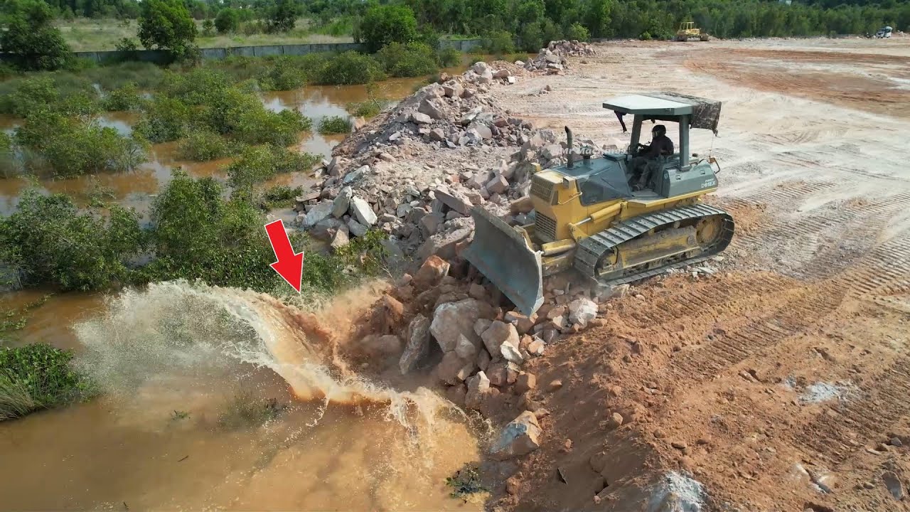 Part 55| Incredible Technique Bulldozer Operator Moving Big Stone & Soil Leveling The Ground
